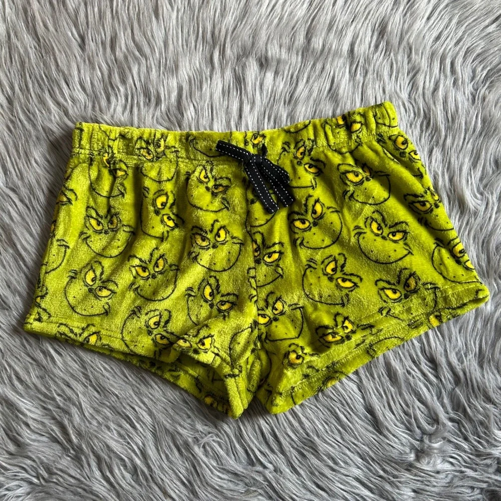 The Grinch Dr.Seuss Fleece Pajama Shorts Womens Size Medium (8-10) Green Pajamas
